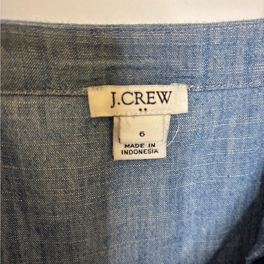 J. Crew Chambray Blue Button Front Sweetheart Dre… - image 7